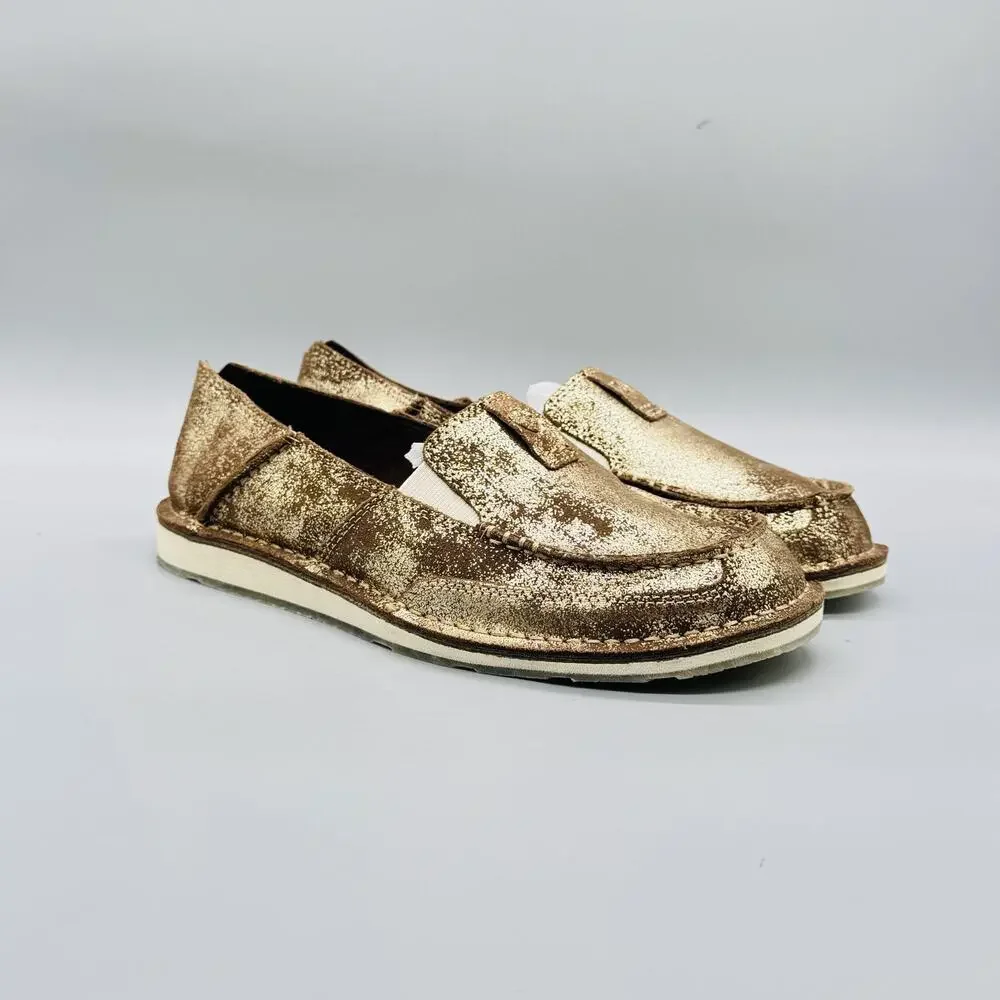 Ariat Shoes Womens 10 Gold Leather Glitter Cruiser Moccasin Flats Slip On Casual